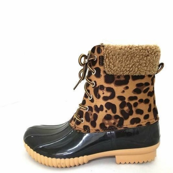 leopard duck boots